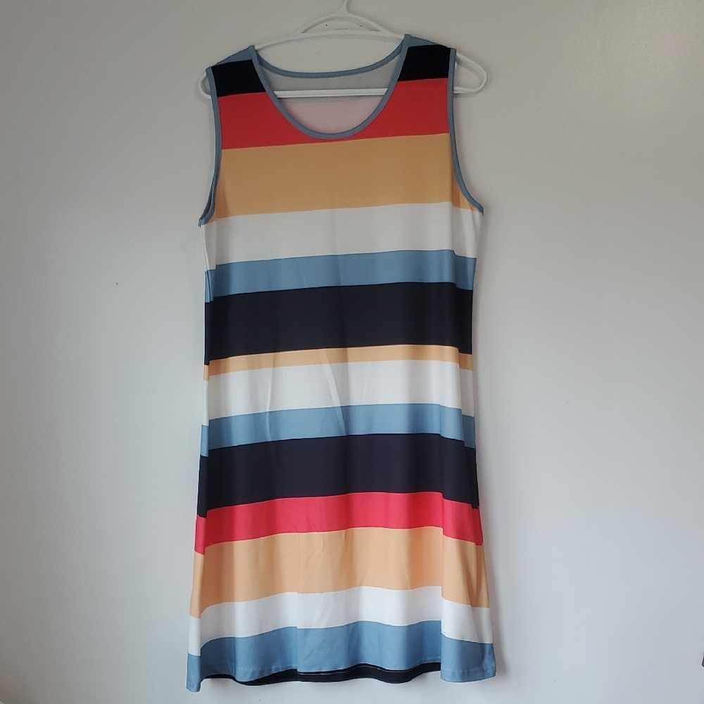 Striped Multicolor Sleeveless Dress